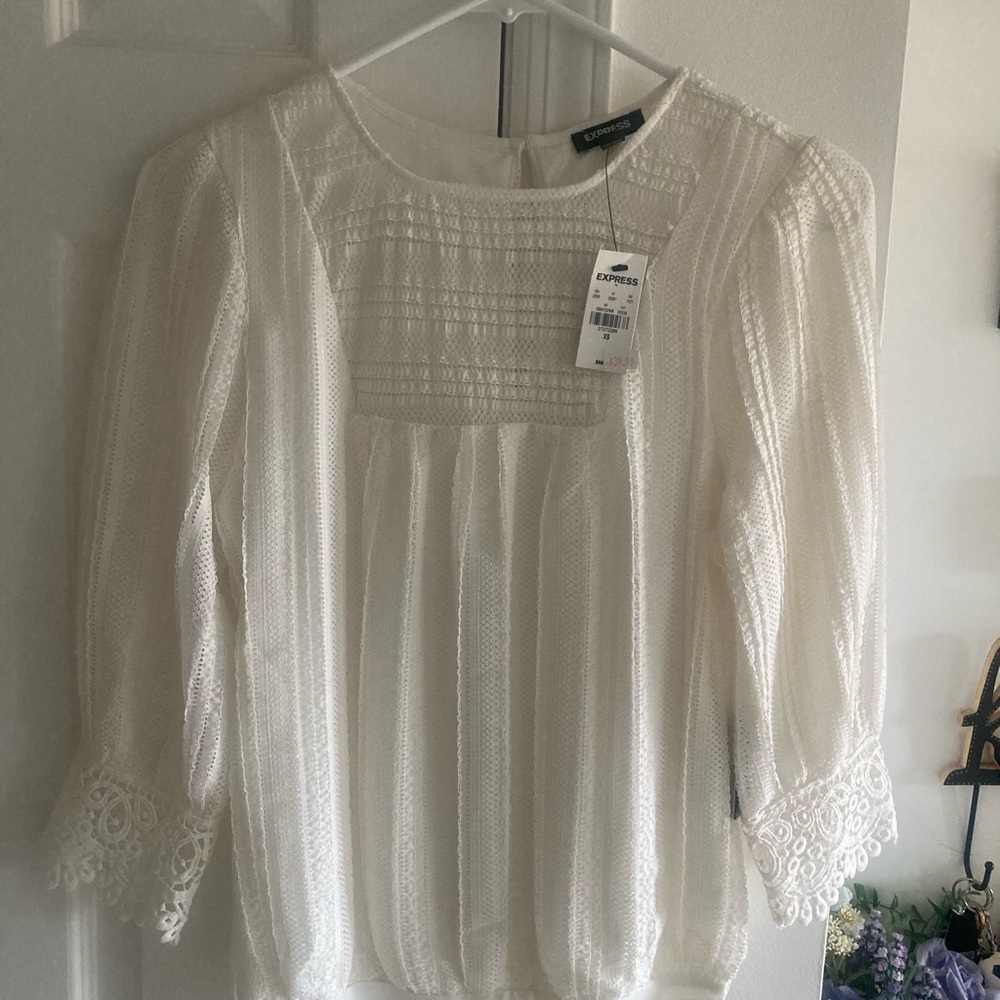 Express White Lace Women's Top